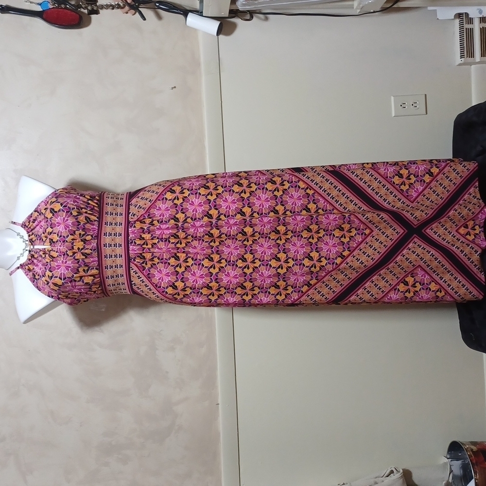 ROZ & ALI FULL LENGTH WOMENS DRESS SIZE 12 IN A BEAUTIFUL TROPICAL COLOR